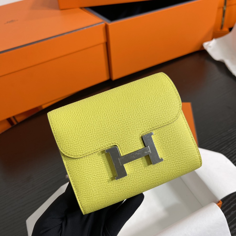 Constance短夾 檸檬黃 銀扣Epsom皮_9