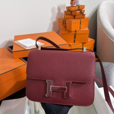 Constance 24 寶石紅 琺瑯扣 Epsom皮