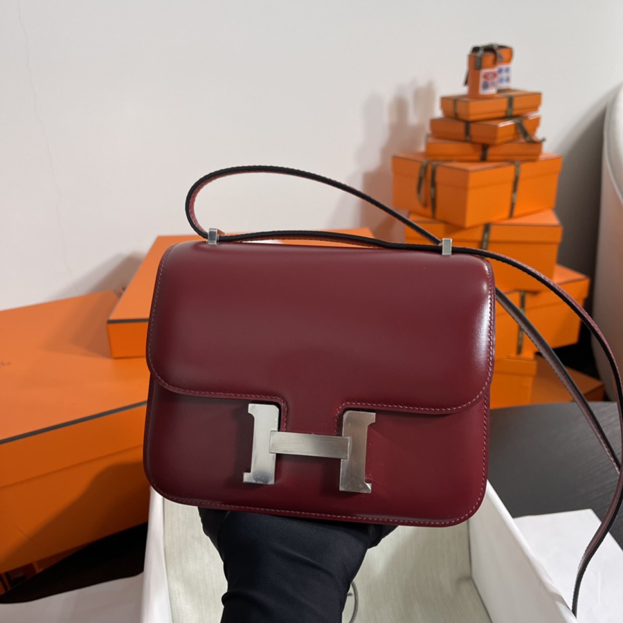 Constance 19 愛馬仕紅 銀扣Epsom皮_1