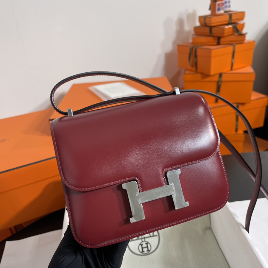 Constance 19 愛馬仕紅 銀扣Epsom皮_2