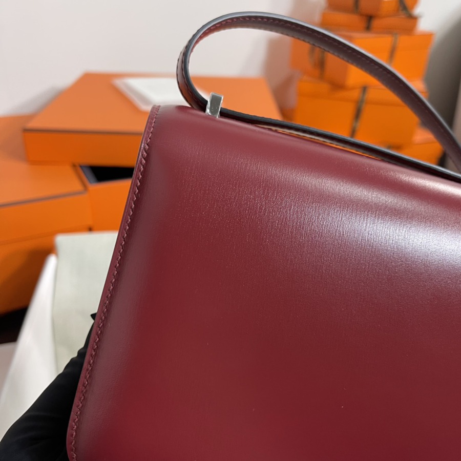 Constance 19 愛馬仕紅 銀扣Epsom皮_6