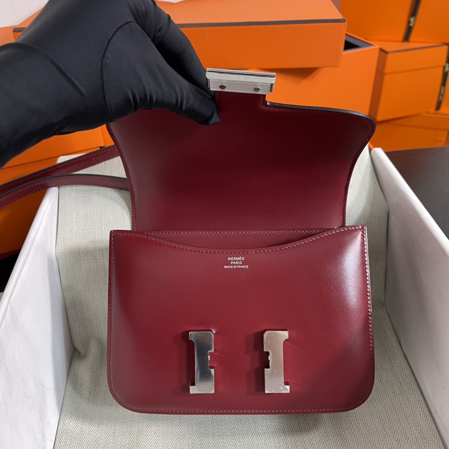 Constance 19 愛馬仕紅 銀扣Epsom皮_7