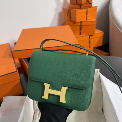 Constance 19 絲絨綠 金扣Epsom皮