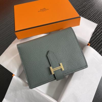 Bearn 短夾 杏仁綠 金扣 Epsom皮