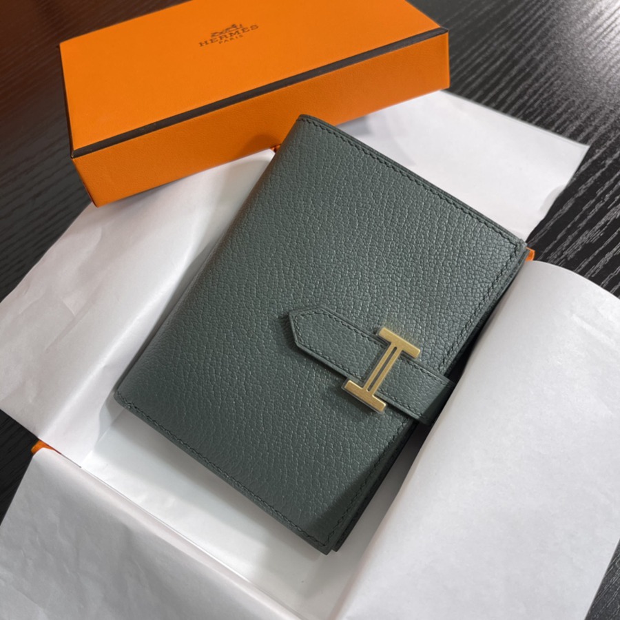 Bearn 短夾 杏仁綠 金扣 Epsom皮_2