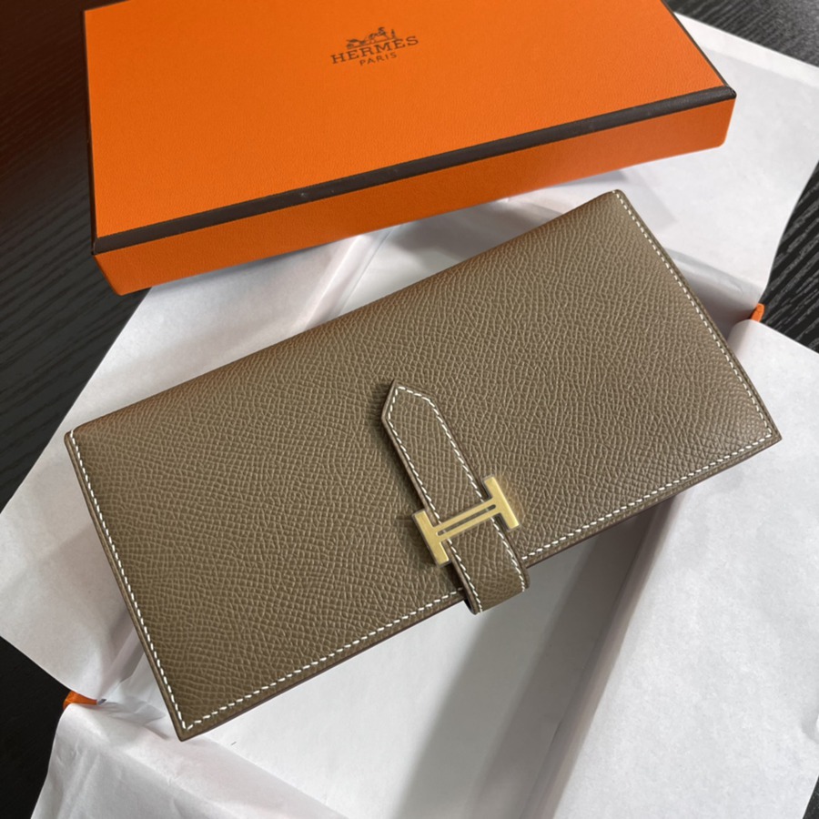 Bearn 長夾 大象灰 金扣 Epsom皮_3