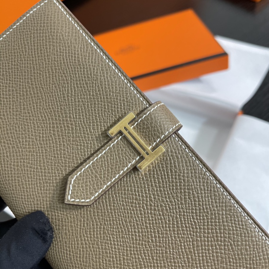 Bearn 長夾 大象灰 金扣 Epsom皮_4