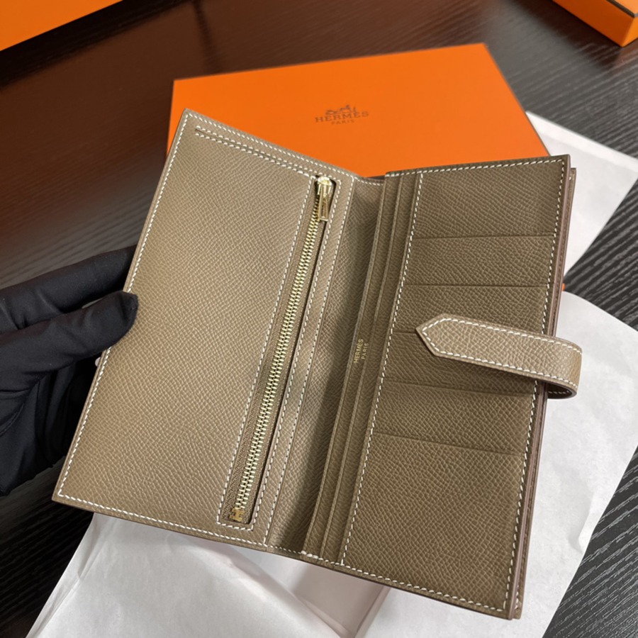 Bearn 長夾 大象灰 金扣 Epsom皮_5