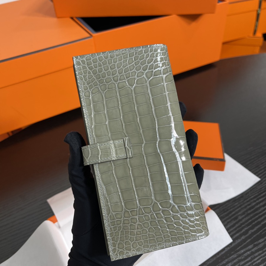 Bearn 長夾 美洲鱷魚皮 斑鳩灰_2