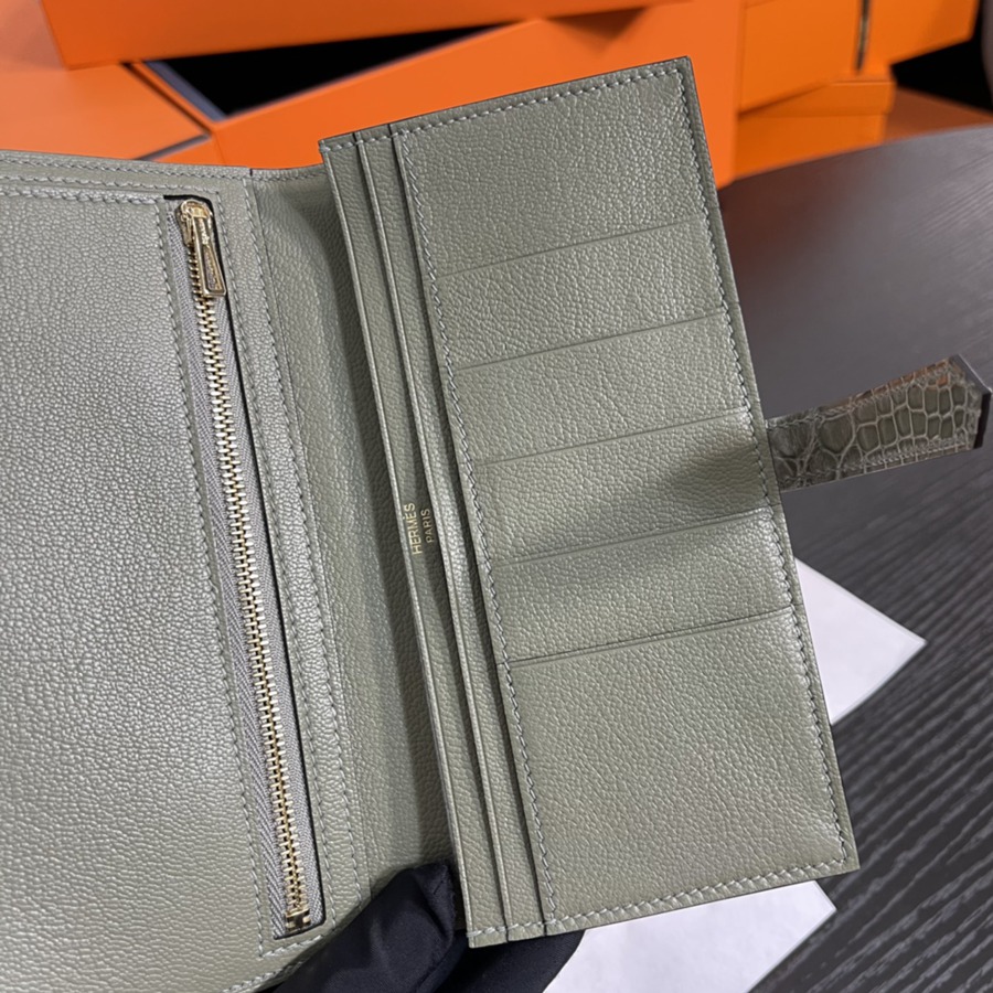 Bearn 長夾 美洲鱷魚皮 斑鳩灰_9