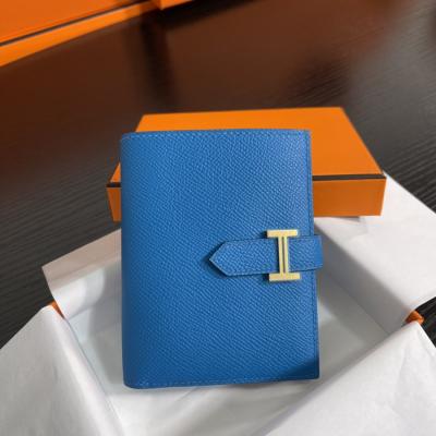 Bearn 短款錢包Epsom 坦桑尼亞藍 金扣