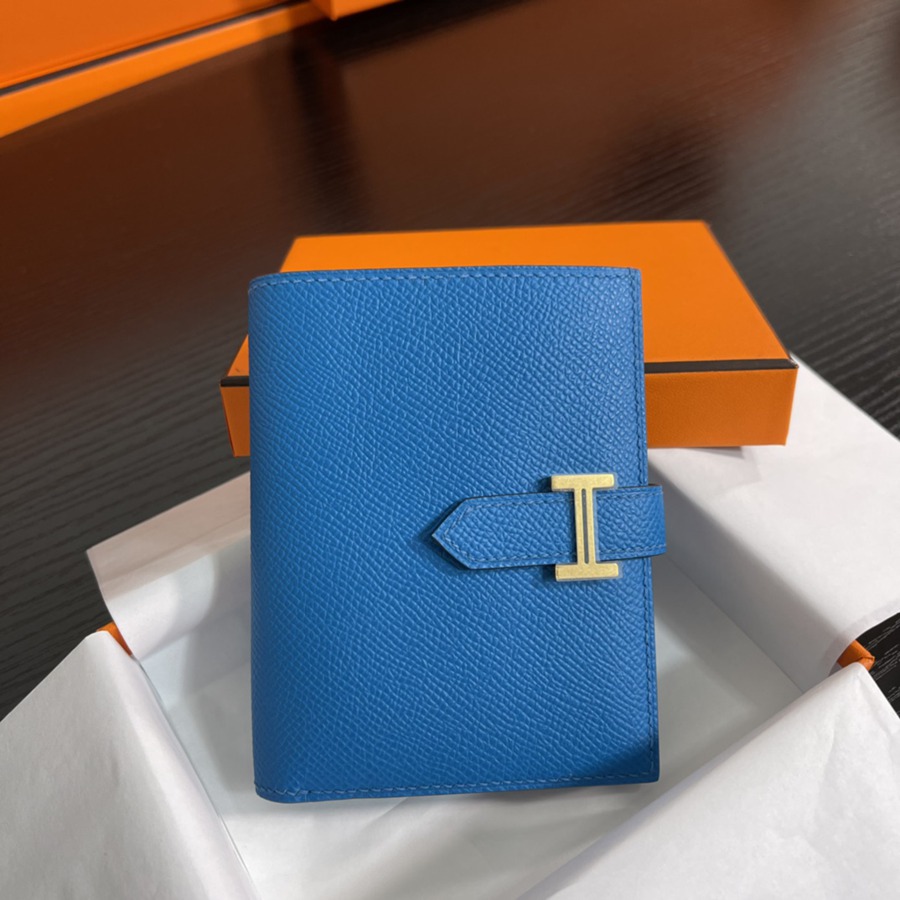 Bearn 短款錢包Epsom 坦桑尼亞藍 金扣_1