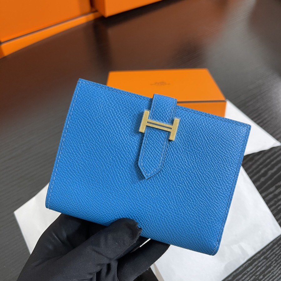 Bearn 短款錢包Epsom 坦桑尼亞藍 金扣_3