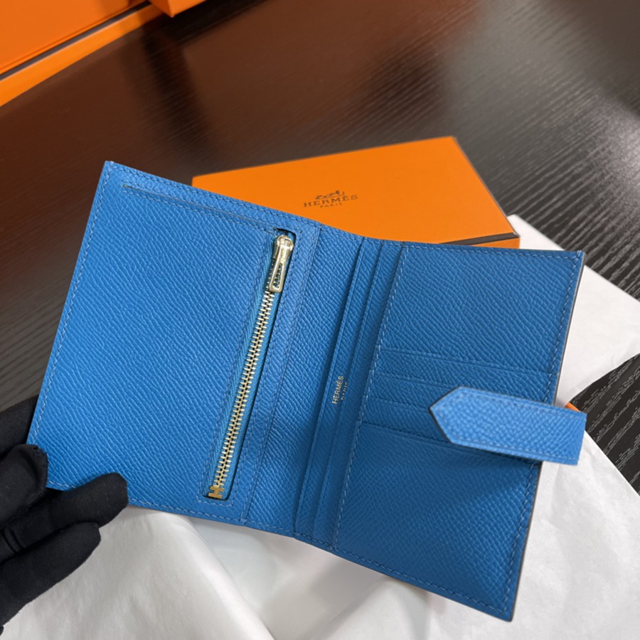 Bearn 短款錢包Epsom 坦桑尼亞藍 金扣_4