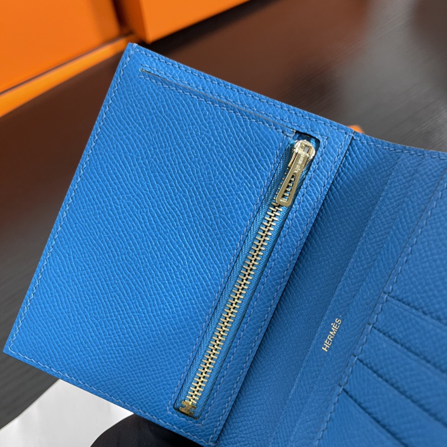 Bearn 短款錢包Epsom 坦桑尼亞藍 金扣_5