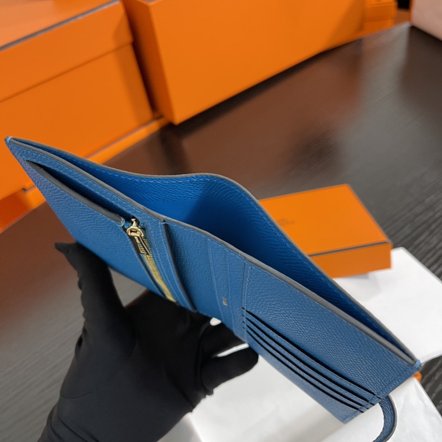 Bearn 短款錢包Epsom 坦桑尼亞藍 金扣_6