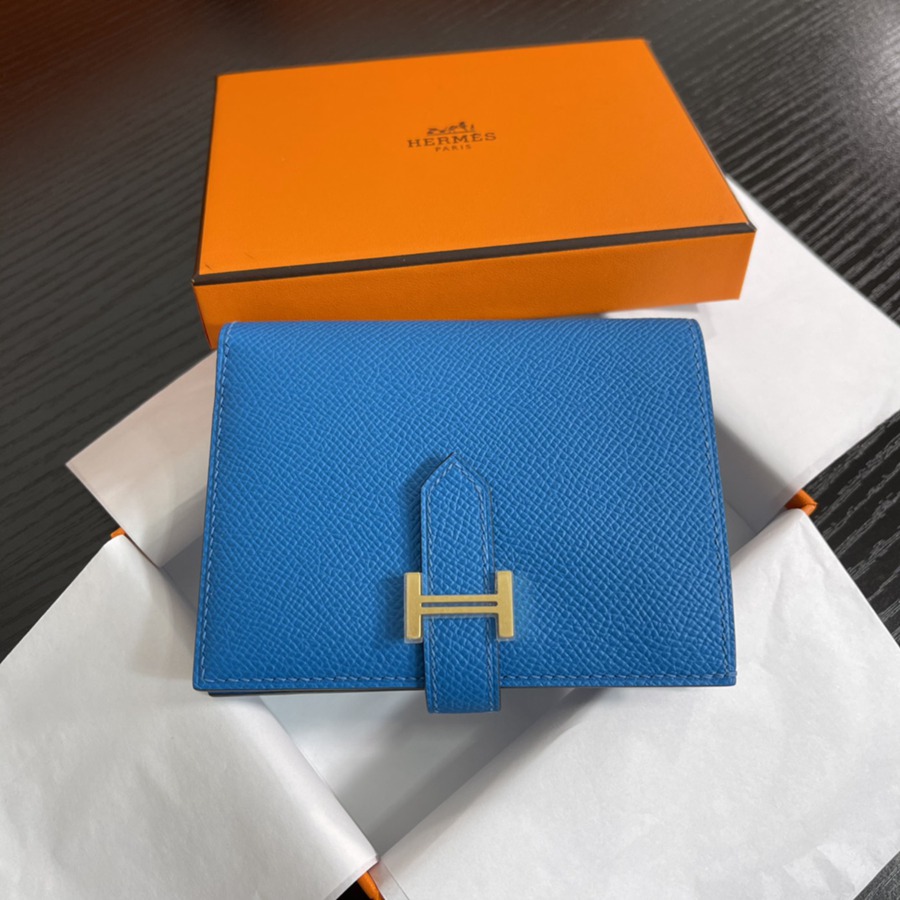 Bearn 短款錢包Epsom 坦桑尼亞藍 金扣_7