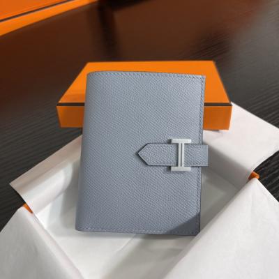 Bearn 短款錢包Epsom 亞麻藍 銀扣