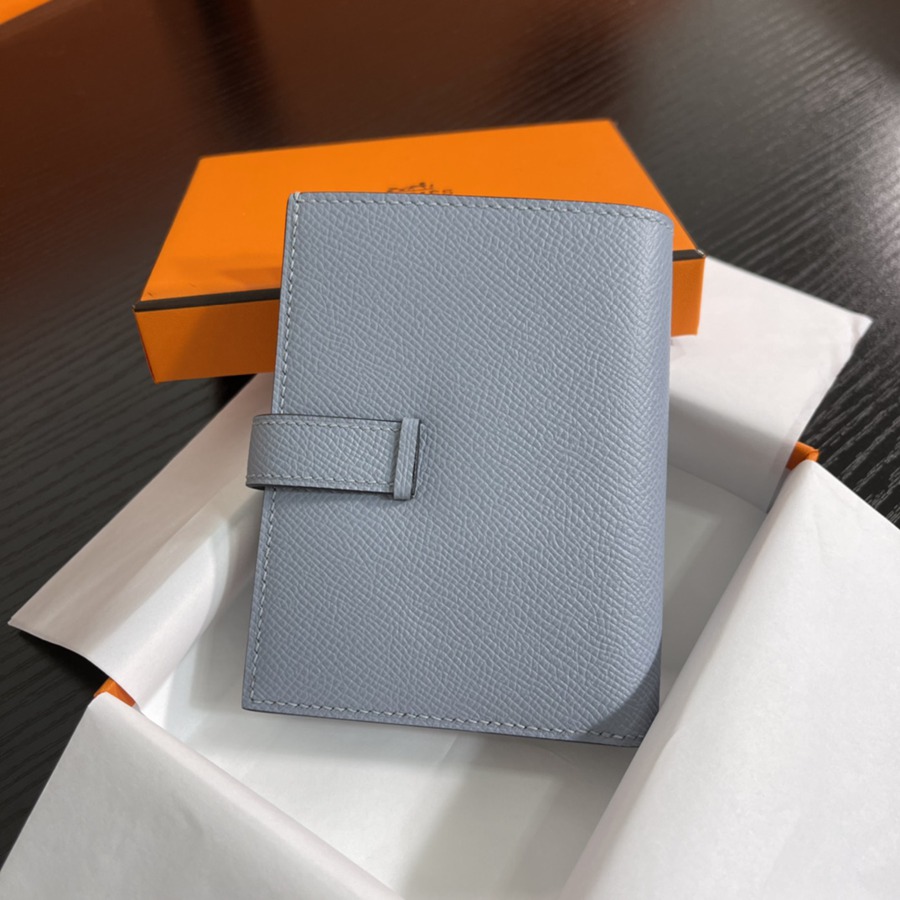 Bearn 短款錢包Epsom 亞麻藍 銀扣_2