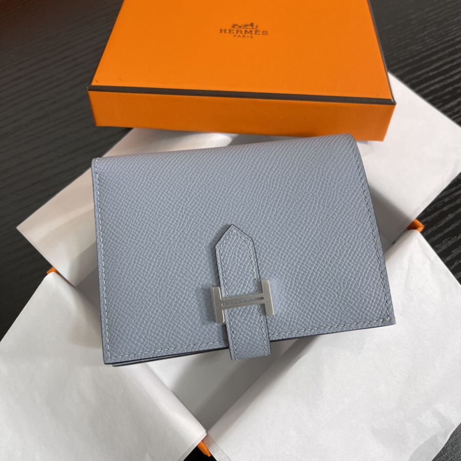 Bearn 短款錢包Epsom 亞麻藍 銀扣_3