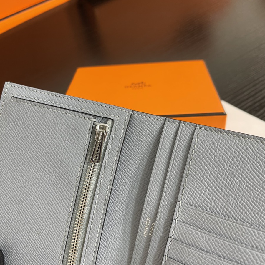 Bearn 短款錢包Epsom 亞麻藍 銀扣_5