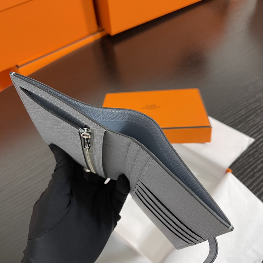 Bearn 短款錢包Epsom 亞麻藍 銀扣_6