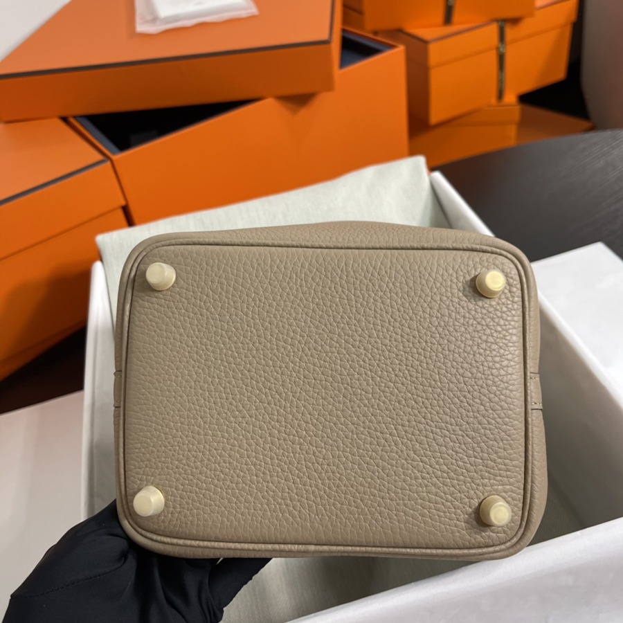 菜籃子Picotin 18 風衣灰金扣 TC皮_7