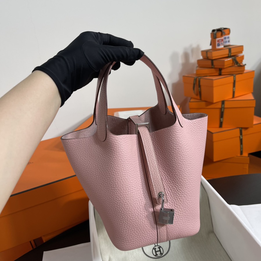 菜籃子Picotin 18 櫻花粉銀扣 TC皮_1