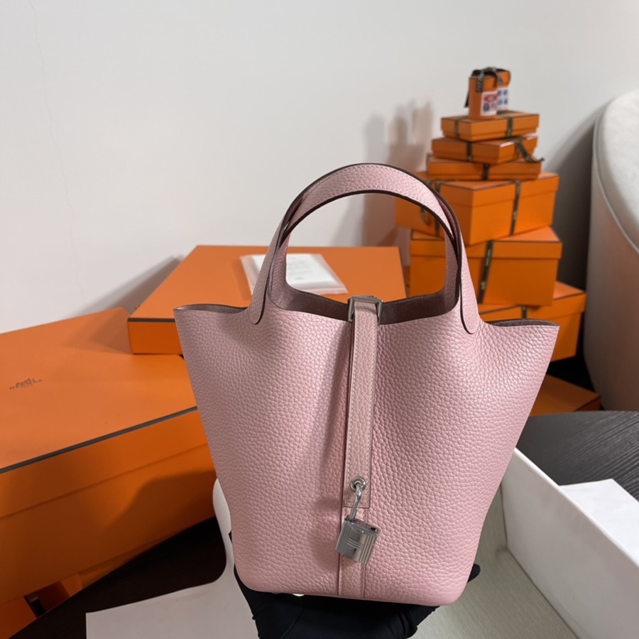 菜籃子Picotin 18 櫻花粉銀扣 TC皮_2