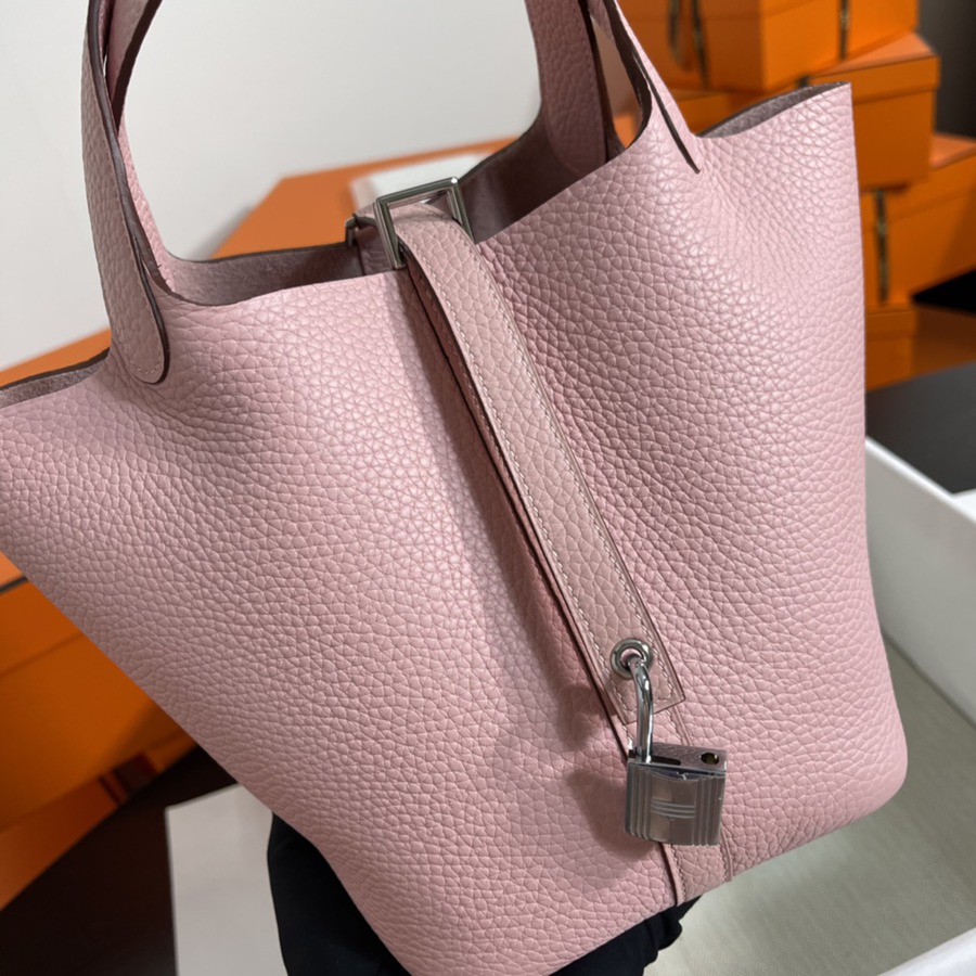 菜籃子Picotin 18 櫻花粉銀扣 TC皮_3