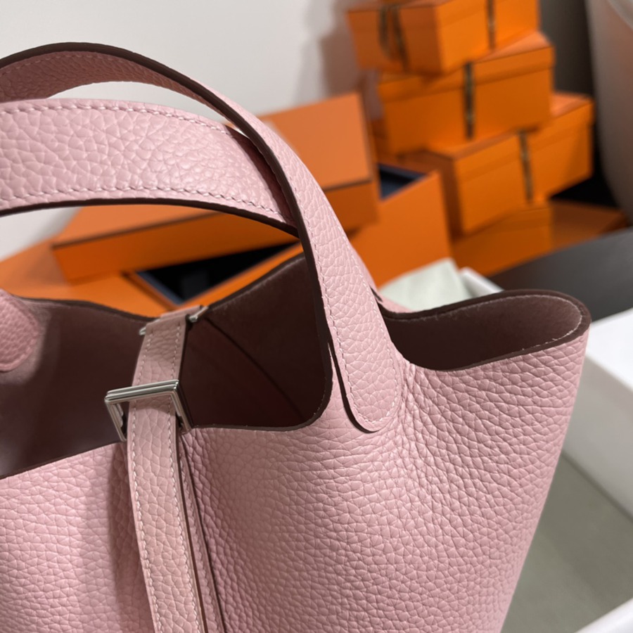 菜籃子Picotin 18 櫻花粉銀扣 TC皮_4