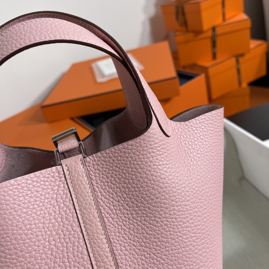 菜籃子Picotin 18 櫻花粉銀扣 TC皮_6