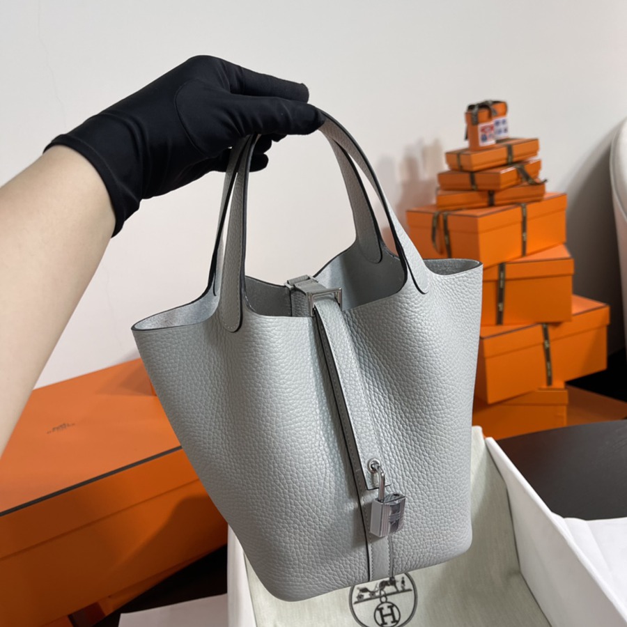 菜籃子Picotin 18 聖杯藍銀扣 TC皮_1