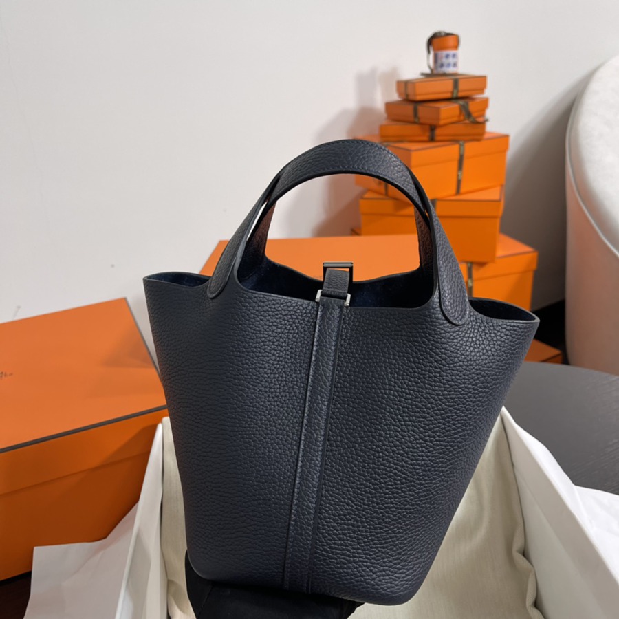 菜籃子Picotin 18 午夜藍銀扣 TC皮_4