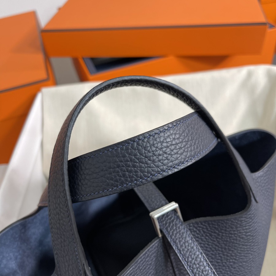 菜籃子Picotin 18 午夜藍銀扣 TC皮_8