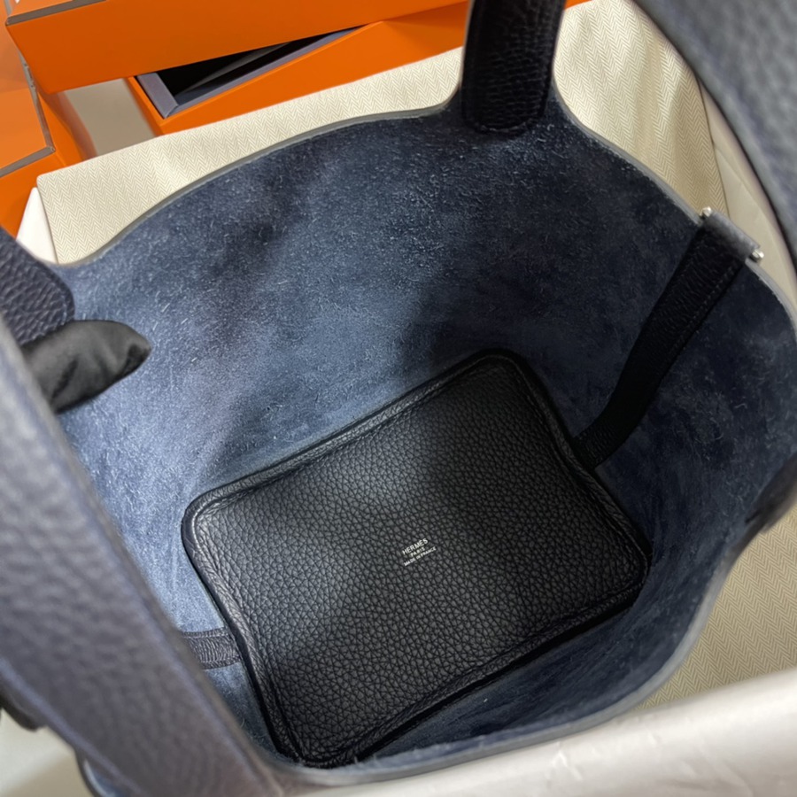 菜籃子Picotin 18 午夜藍銀扣 TC皮_9