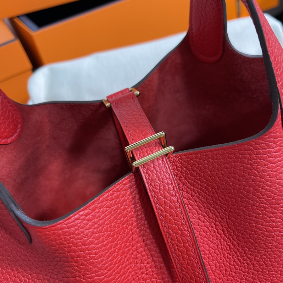 菜籃子Picotin 18 心紅色金扣 TC皮_6