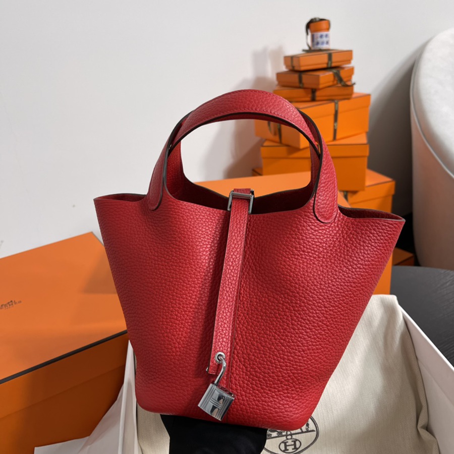 菜籃子Picotin 18 心紅色銀扣 TC皮_2