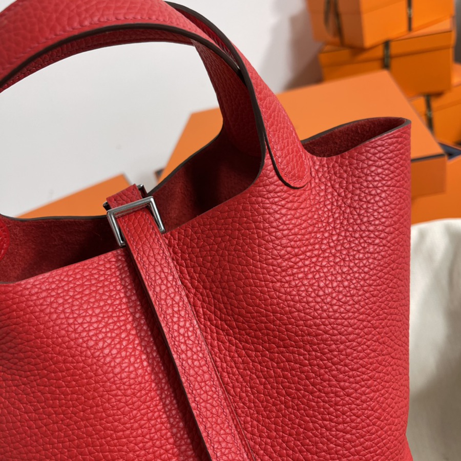 菜籃子Picotin 18 心紅色銀扣 TC皮_3