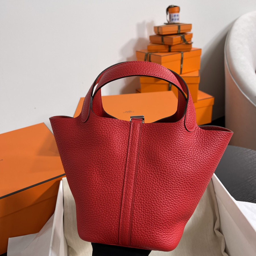 菜籃子Picotin 18 心紅色銀扣 TC皮_4