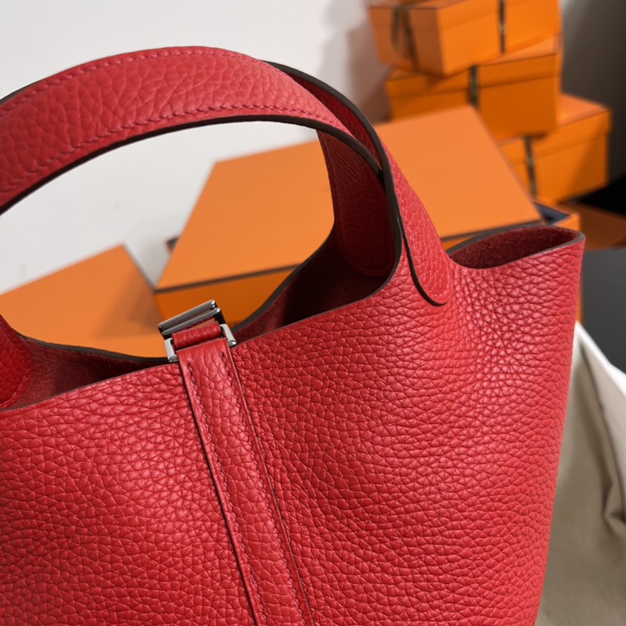 菜籃子Picotin 18 心紅色銀扣 TC皮_5