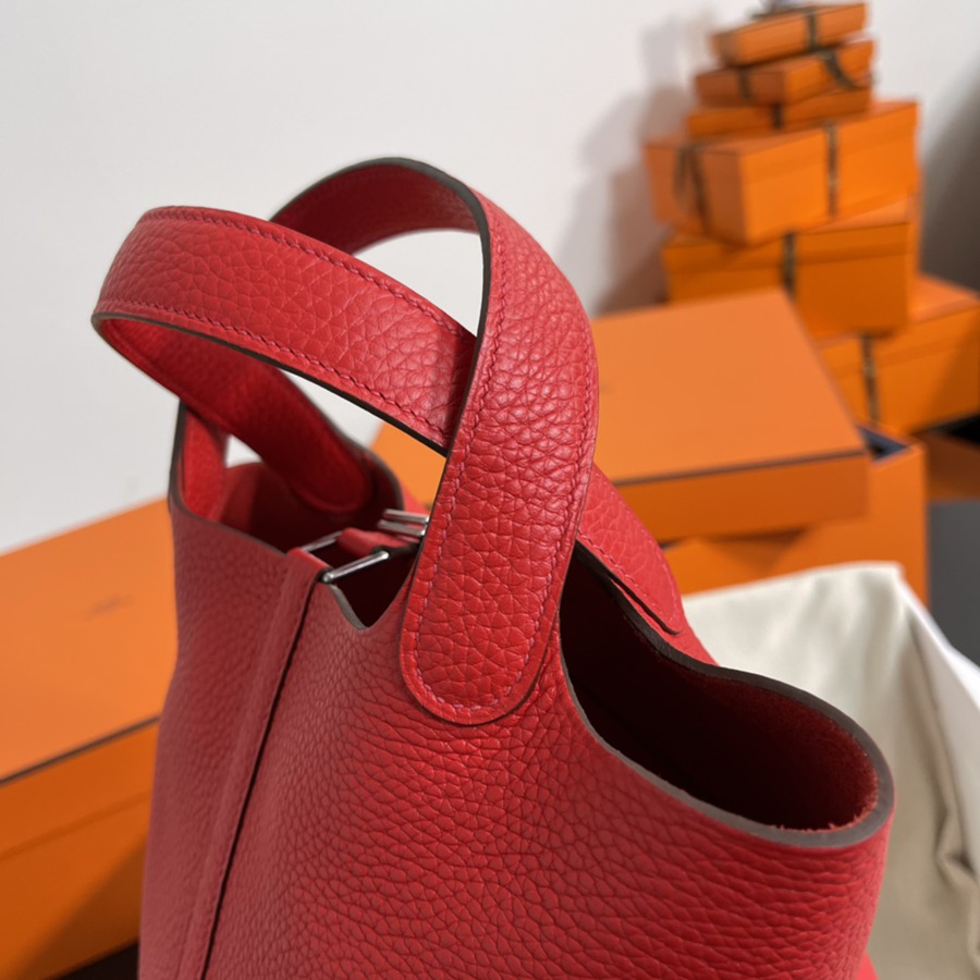 菜籃子Picotin 18 心紅色銀扣 TC皮_6