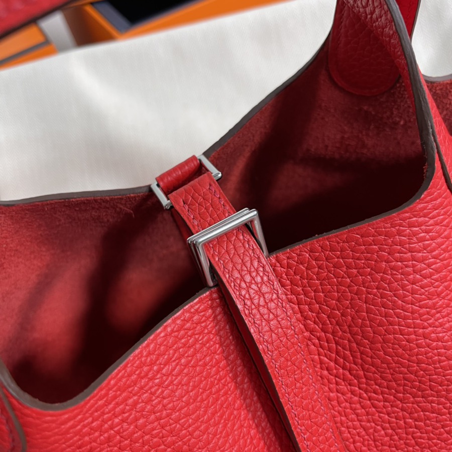 菜籃子Picotin 18 心紅色銀扣 TC皮_7