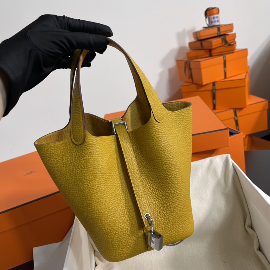 菜籃子Picotin 18 琥珀黃銀扣 TC皮_1