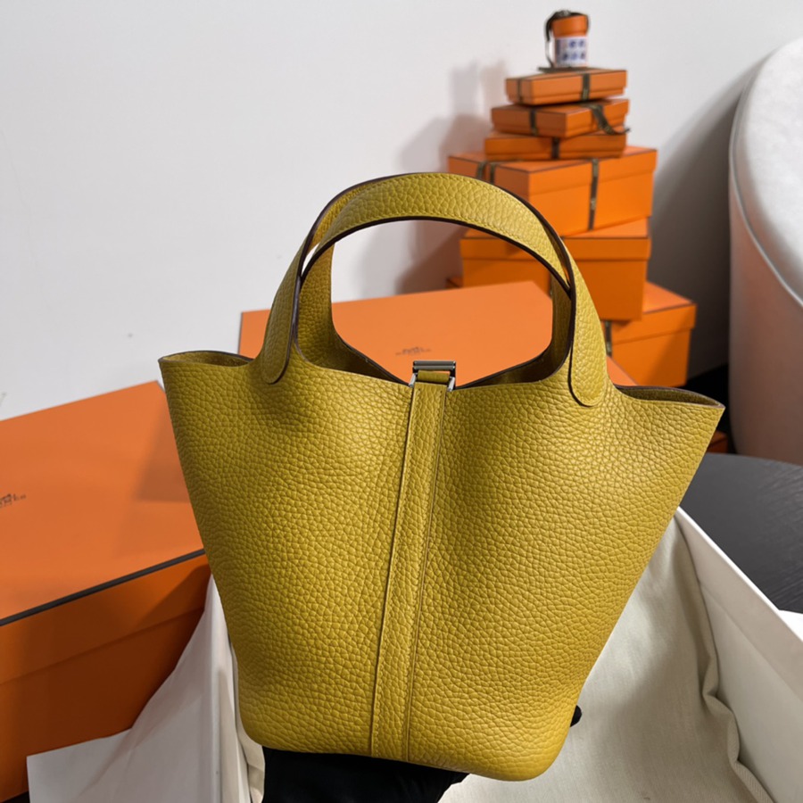 菜籃子Picotin 18 琥珀黃銀扣 TC皮_4