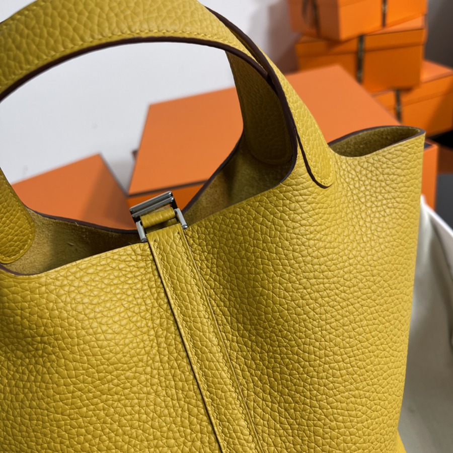 菜籃子Picotin 18 琥珀黃銀扣 TC皮_5