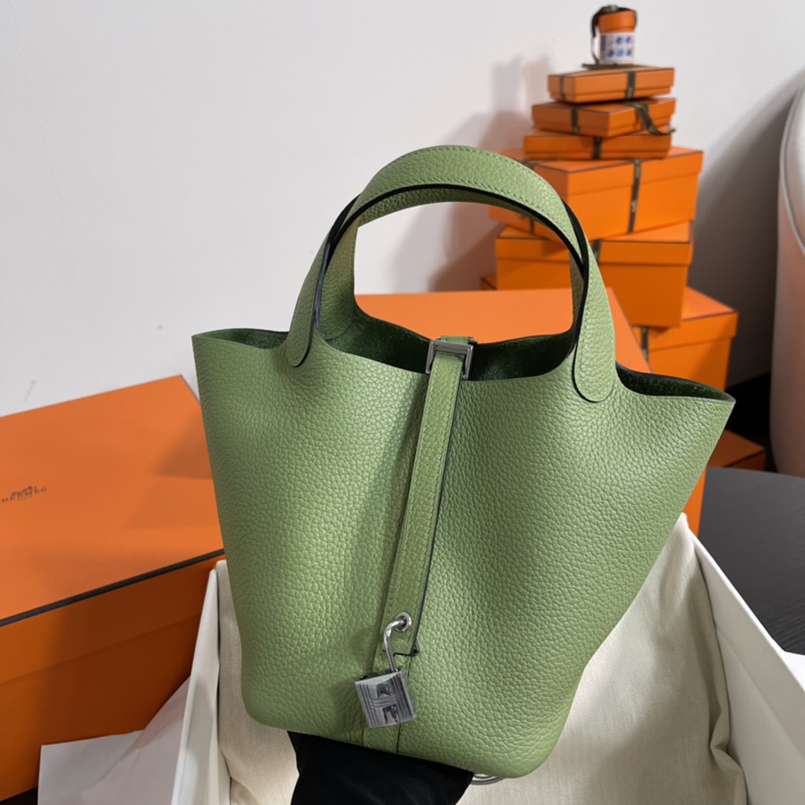 菜籃子Picotin 18 牛油果綠銀扣 TC皮_2