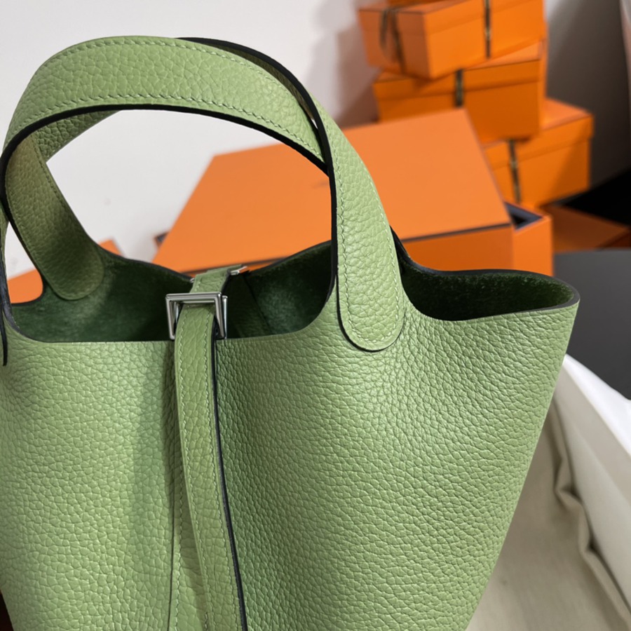 菜籃子Picotin 18 牛油果綠銀扣 TC皮_3