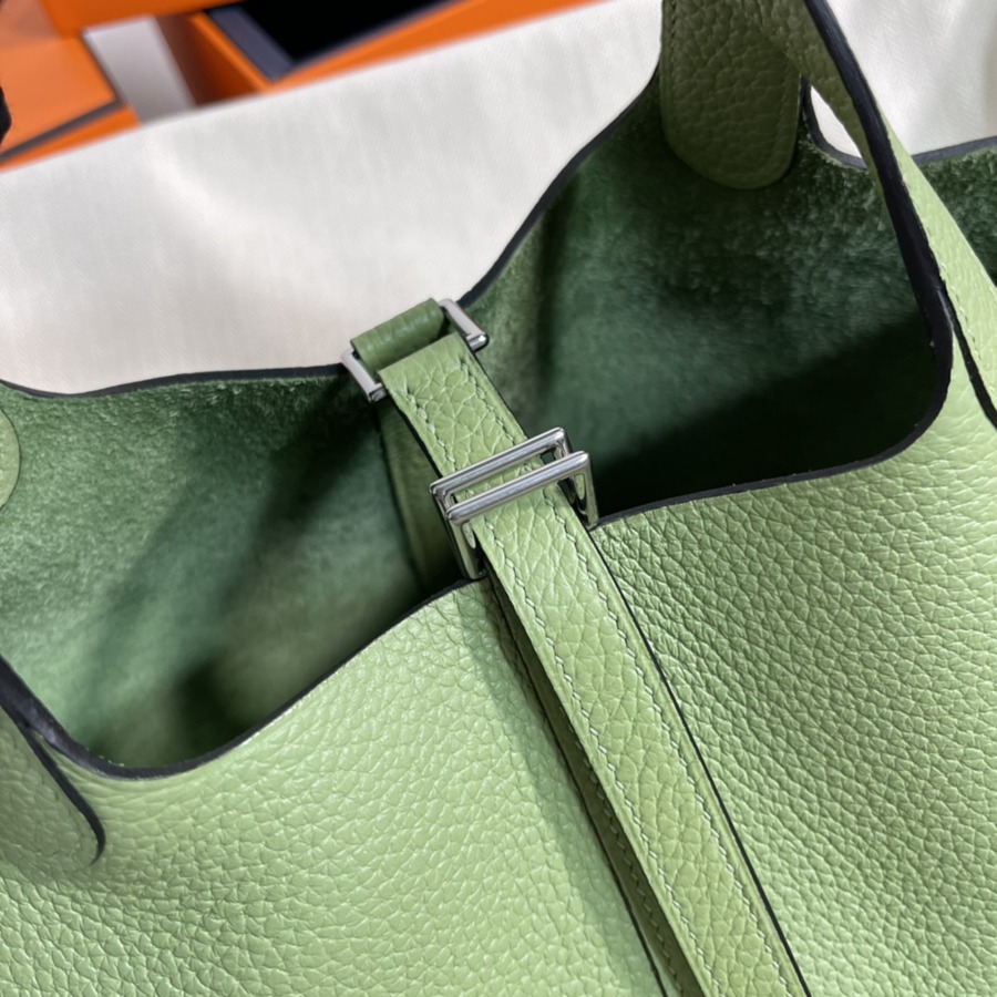 菜籃子Picotin 18 牛油果綠銀扣 TC皮_6