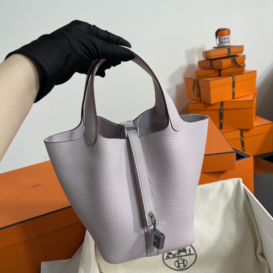 菜籃子Picotin 18 夢幻粉紫銀扣 TC皮_1